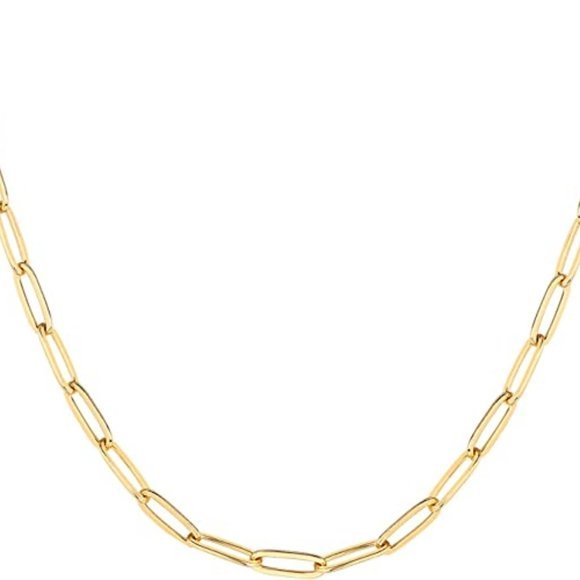14K Yellow Gold Plated Unisex Paperclip Necklace - Picture 1 of 3
